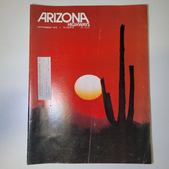 Arizona Highways September 1975 Sunset Cactus Cave Rock Formations Vintage Art - Picture 1 of 10
